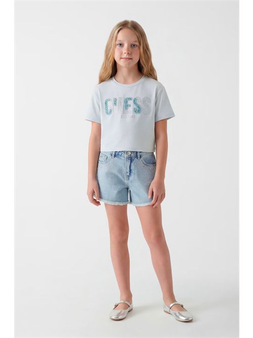 T-shirt con logo di strass GUESS | J6GI07K6YW4/A70N